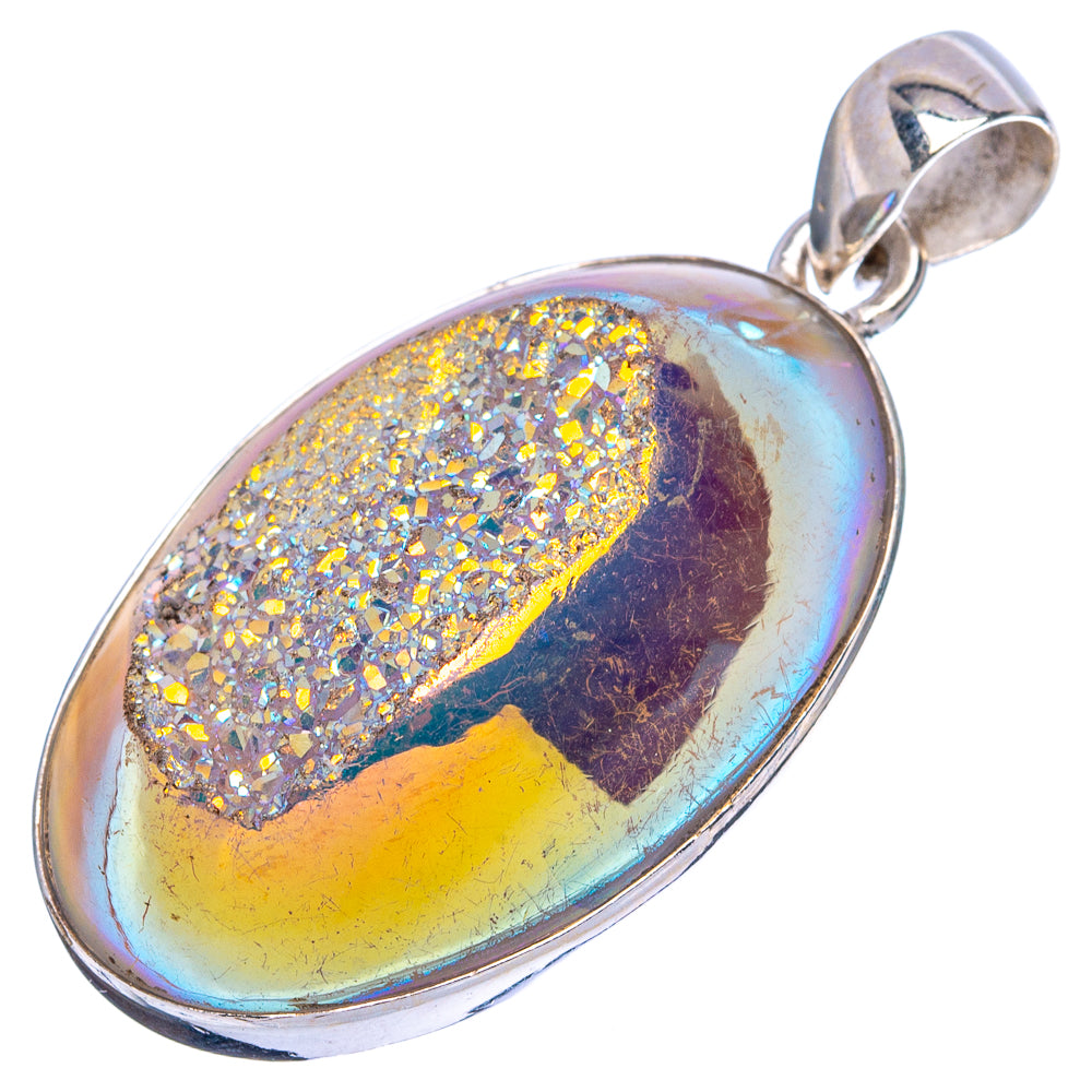 Titanium Druzy Pendant 1 5/8" (925 Sterling Silver) P43112