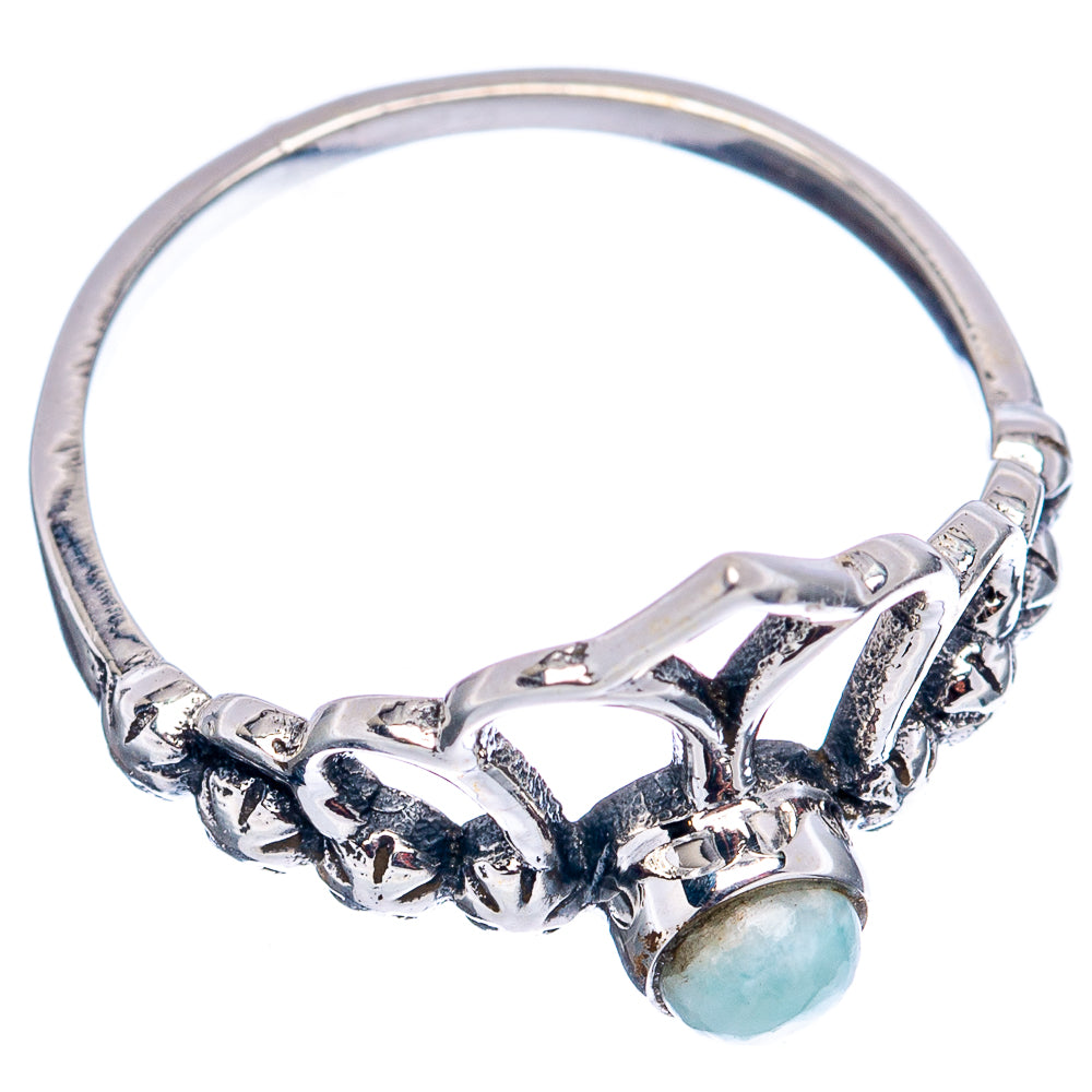 Larimar Crown Dainty Ring Size 7.75 (.925 Sterling Silver)