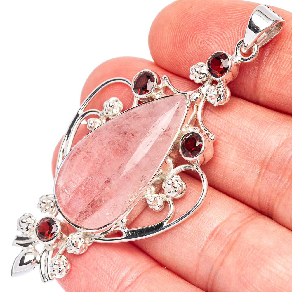 Signature Morganite, Garnet Pendant 2 3/8" (925 Sterling Silver) P44662
