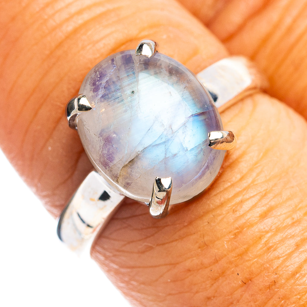 Rainbow Moonstone Ring Size 8 (.925 Sterling Silver)
