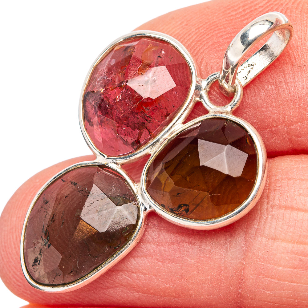 Rare Faceted Tourmaline Pendant 1 1/4" (.925 Sterling Silver)
