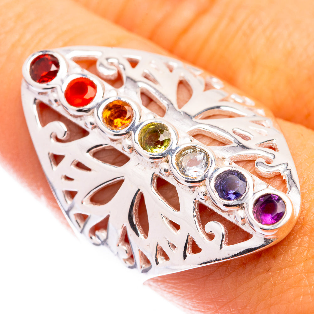 Rainbow Chakra Ring Size 8.75 (925 Sterling Silver) R141316