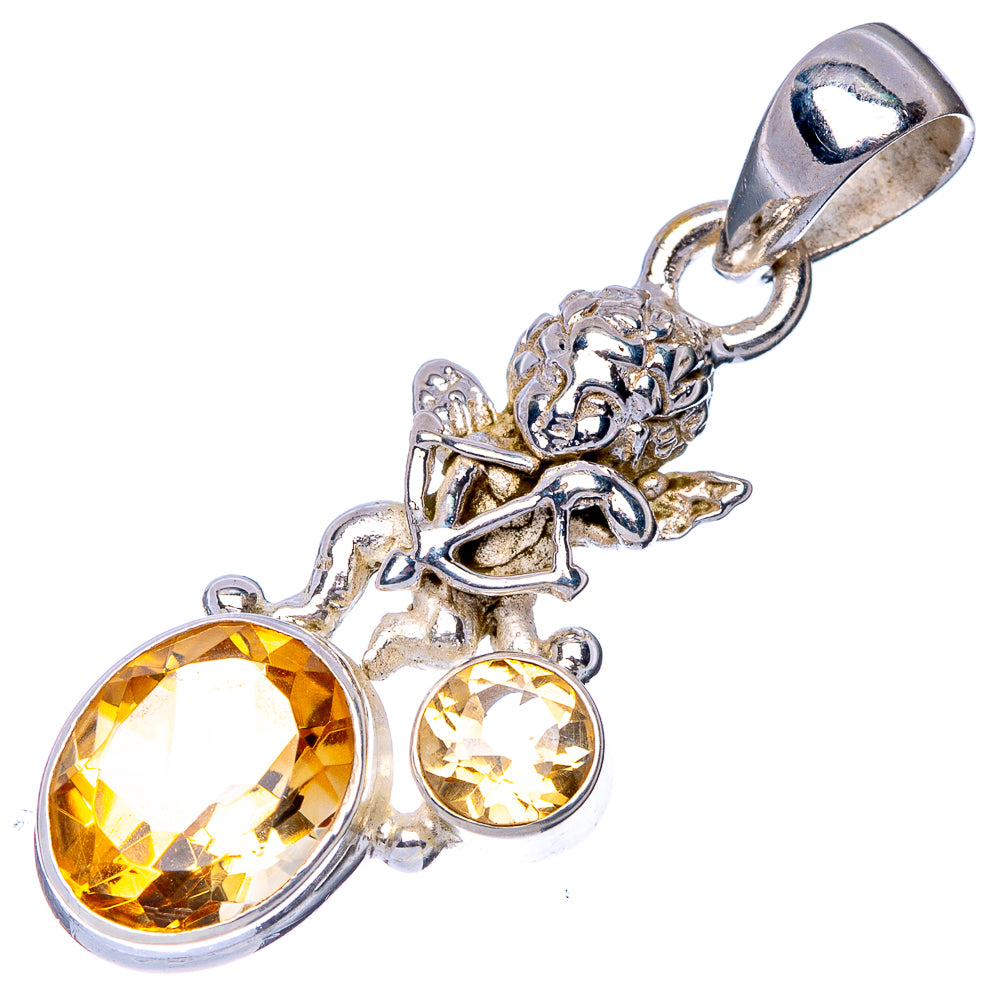 Faceted Citrine Angel Pendant 1 3/8" (925 Sterling Silver) P41111