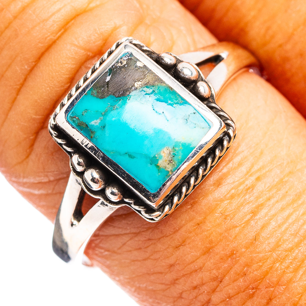 Native Style Mohave Turquoise Ring Size 9.5 (.925 Sterling Silver)