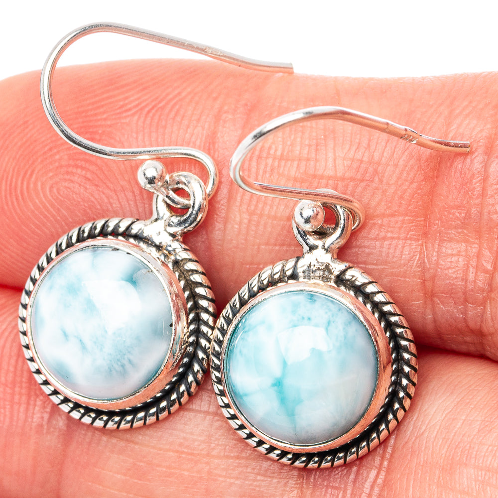 Rare Larimar Earrings 1 1/8" (.925 Sterling Silver)