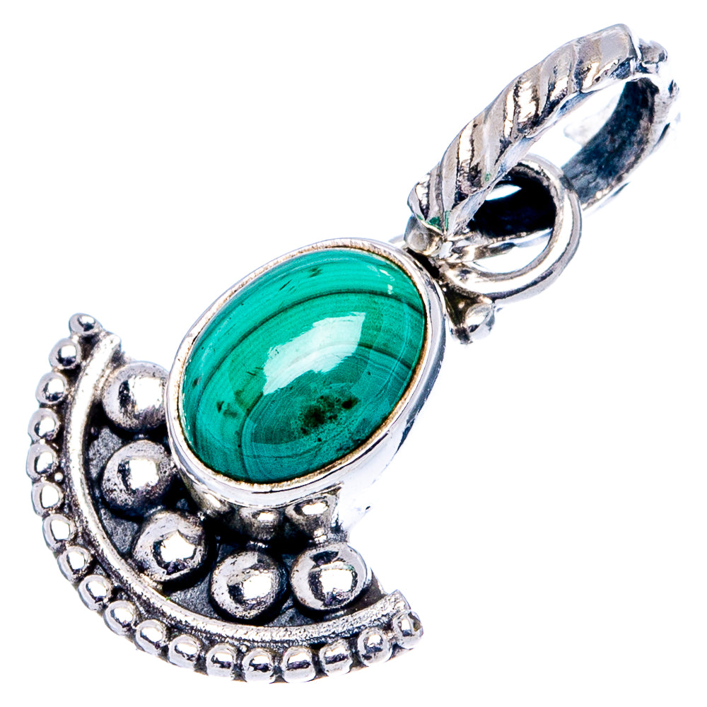 Malachite Dainty Pendant 7/8" (.925 Sterling Silver)