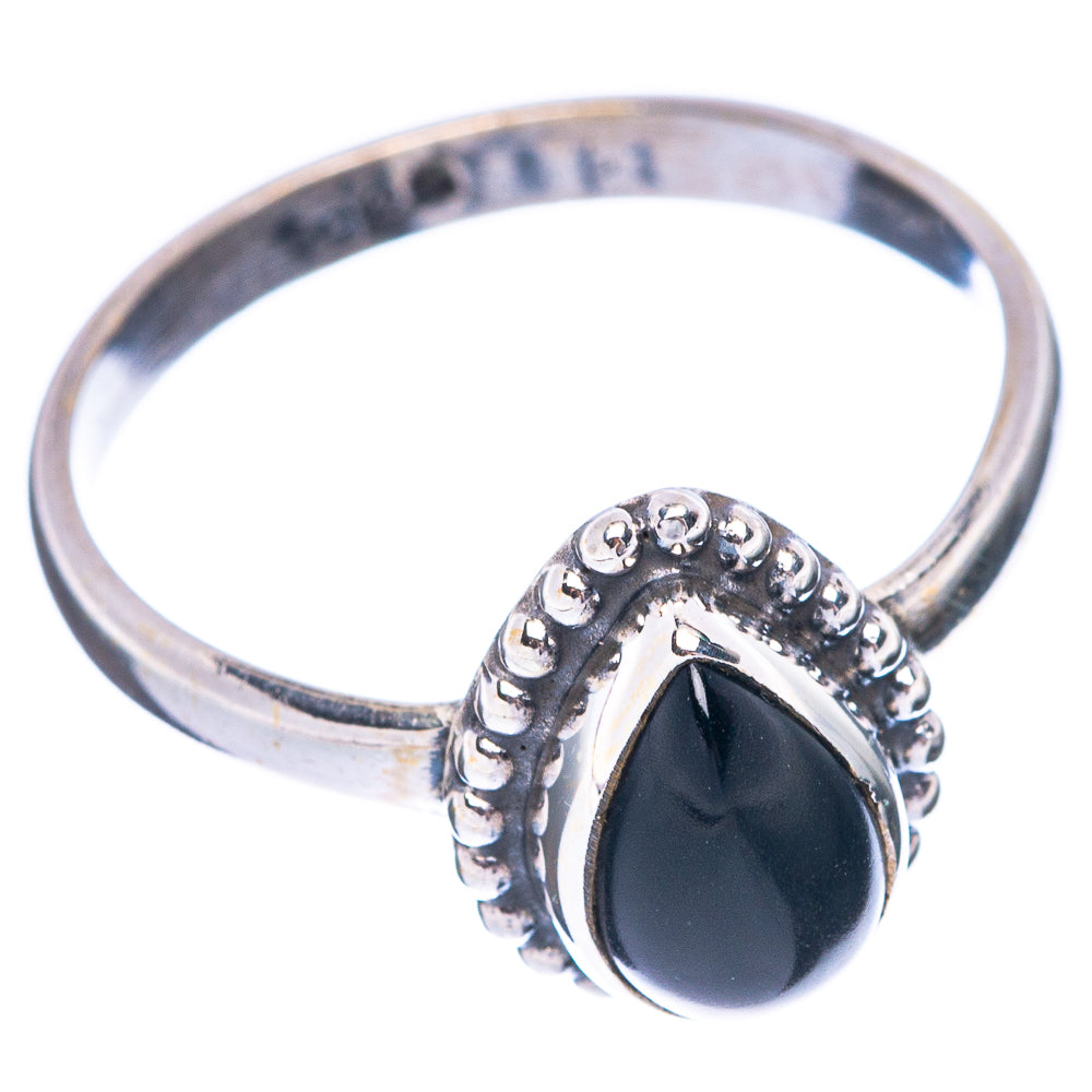 Black Onyx Dainty Ring Size 8 (925 Sterling Silver) R5812