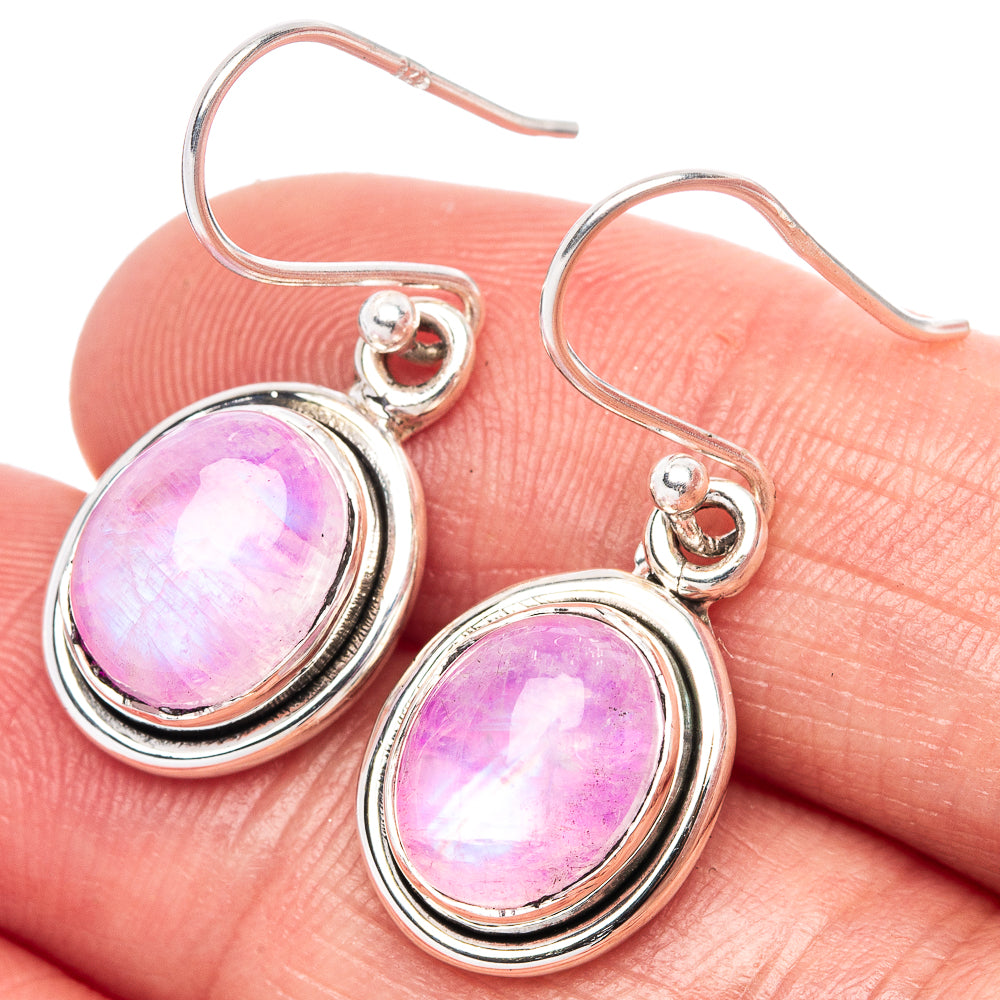 Pink Moonstone Earrings 1 1/8" (925 Sterling Silver) E1366