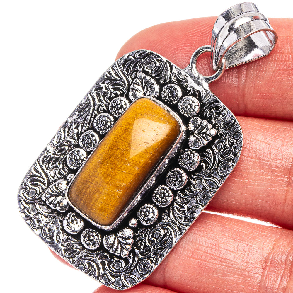 Tiger's Eye Pendant 2" (German Silver)