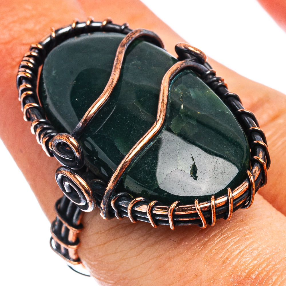 Ocean Jasper Wire Wrap Ring Size 6.25 (Oxidized Copper)