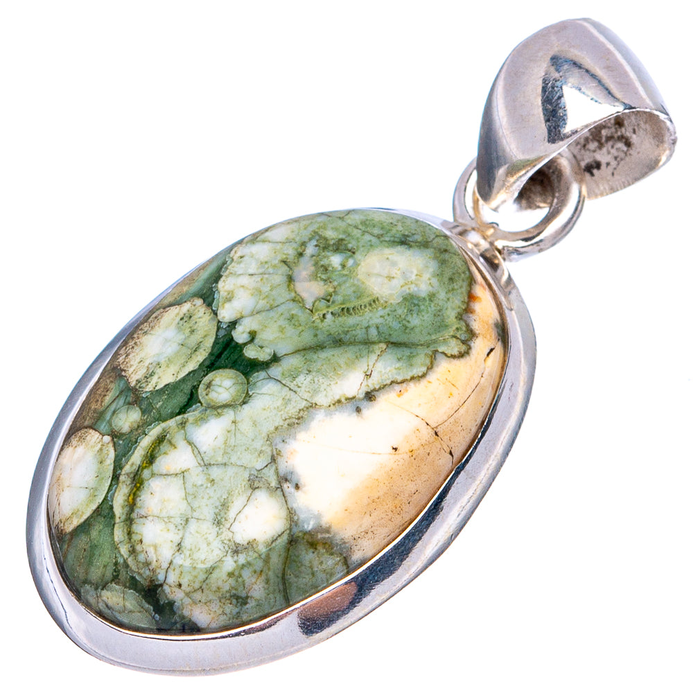 Rainforest Jasper Pendant 1 1/4" (925 Sterling Silver) P43438