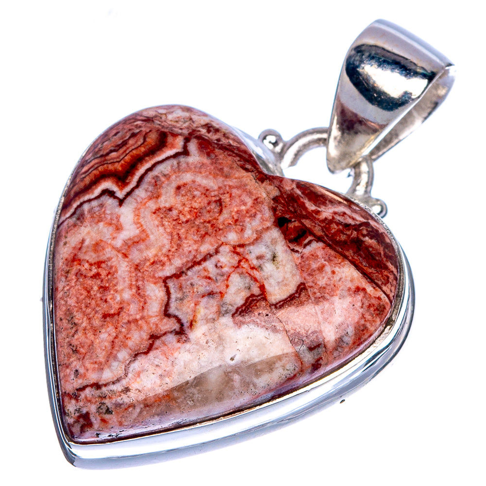Rosetta Jasper Heart Pendant 1 1/4" (925 Sterling Silver) P40741