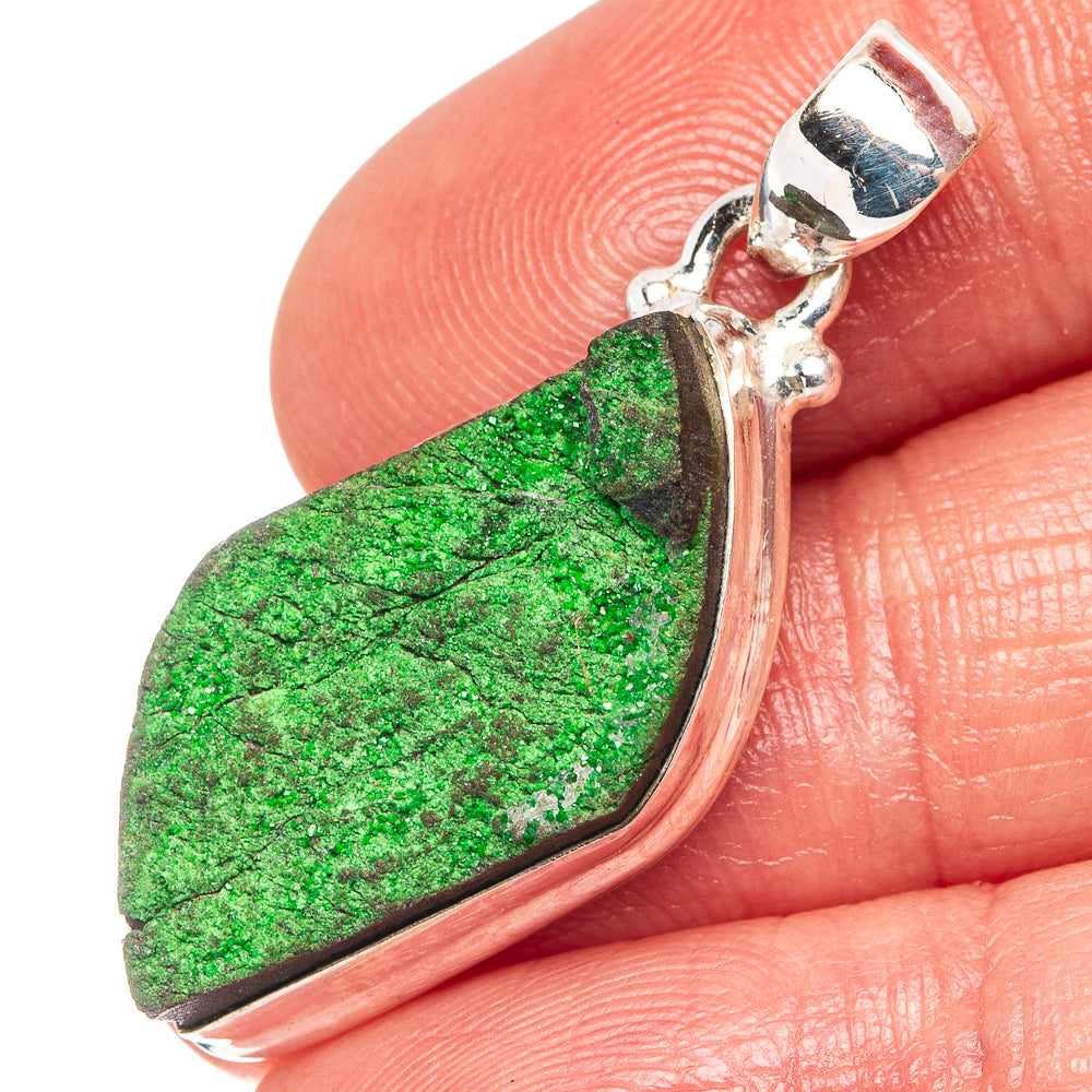 Uvarovite Garnet Pendant 1 3/8" (.925 Sterling Silver)