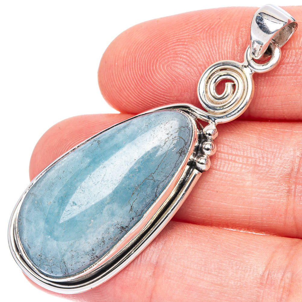 Aquamarine Pendant 2 1/8" (925 Sterling Silver) P41290