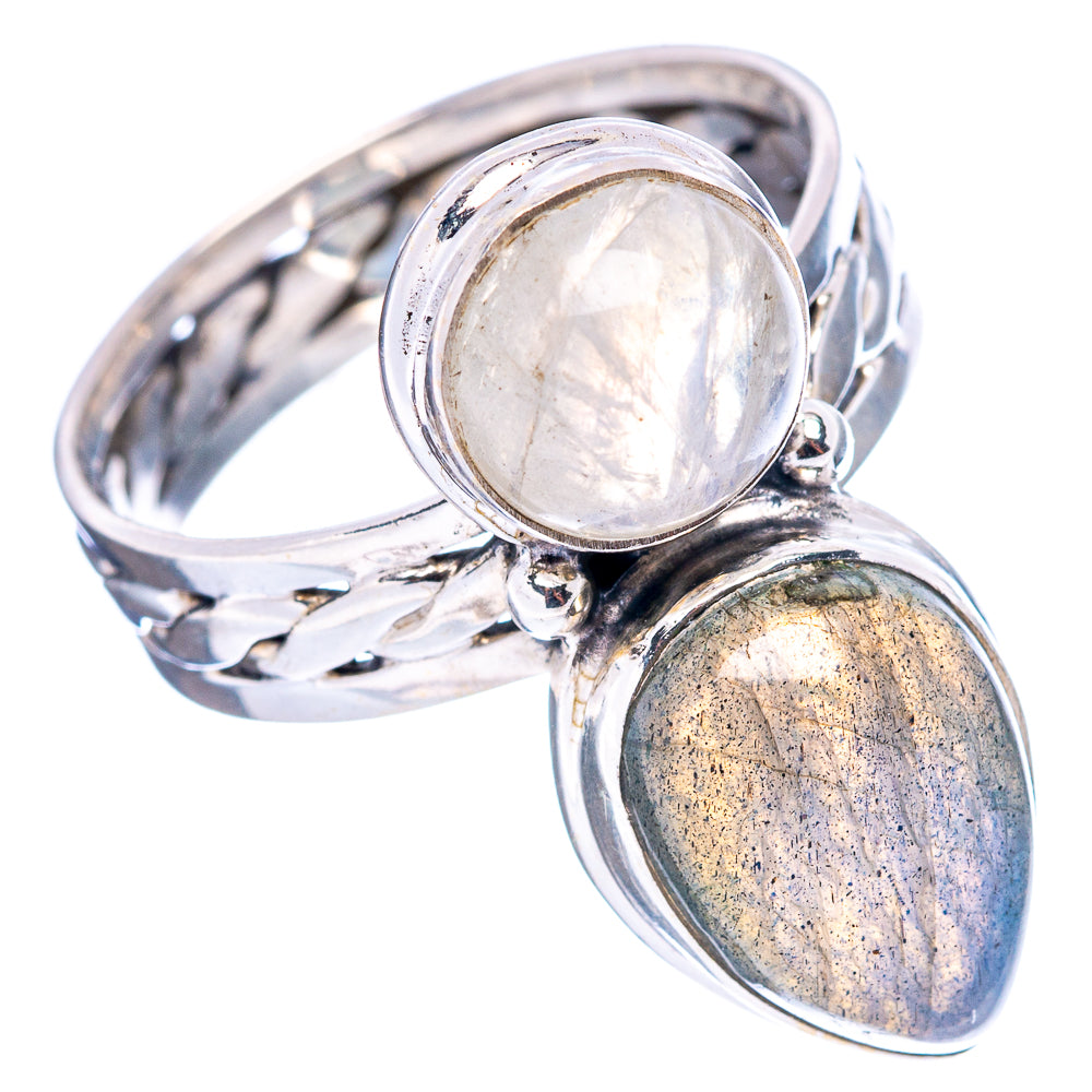 Labradorite, Rainbow Moonstone Ring Size 10 (.925 Sterling Silver)