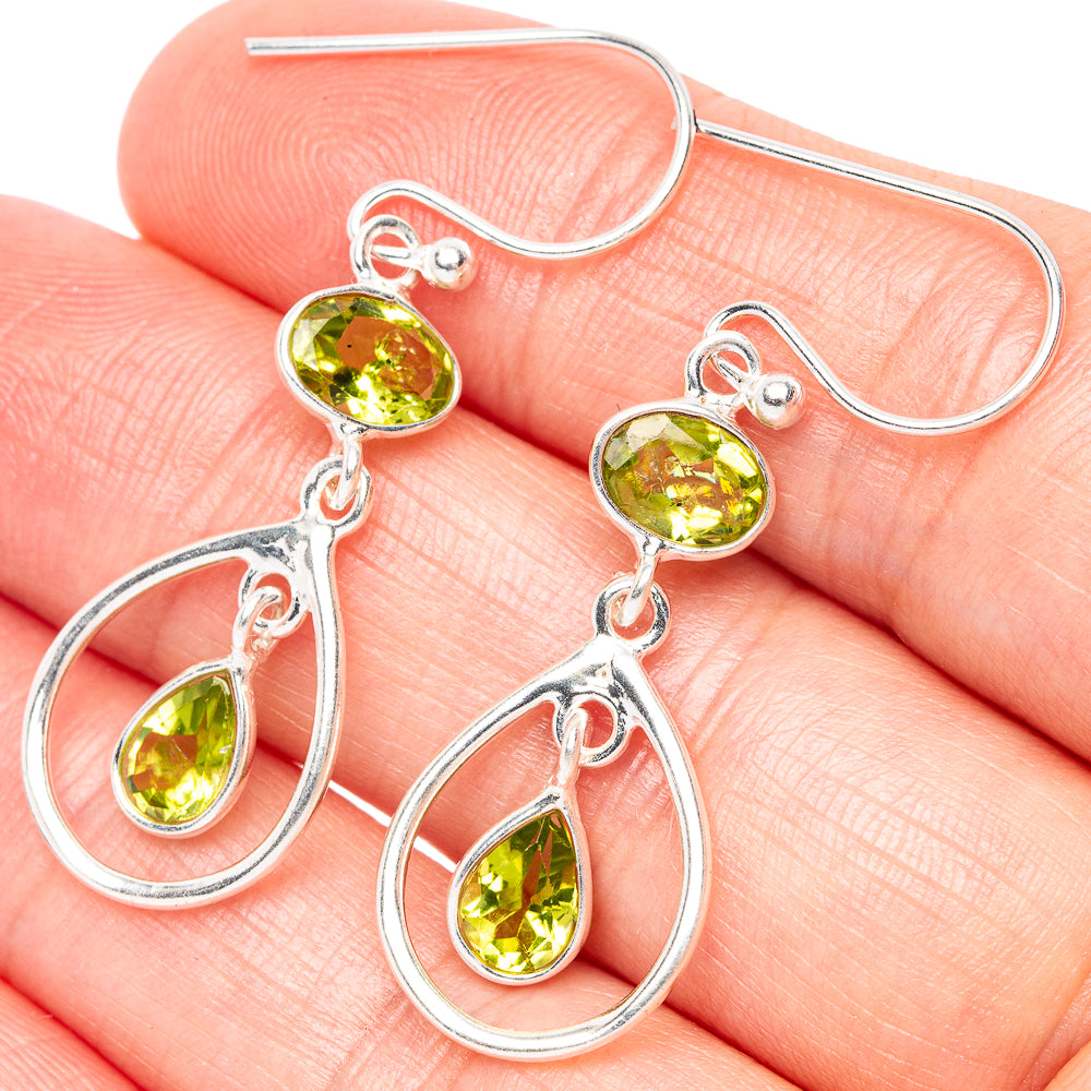 Peridot Dainty Earrings 1 5/8" (925 Sterling Silver) E2071