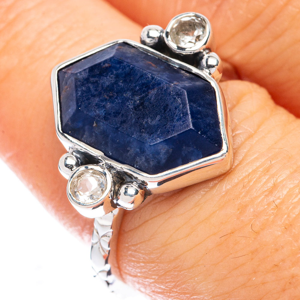 Premium Lapis Lazuli, White Quartz Ring Size 7.75 (925 Sterling Silver) R1829