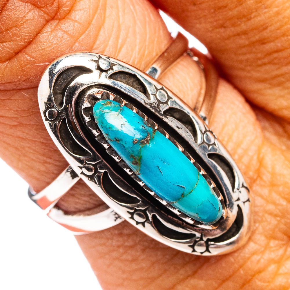 Native Style Mohave Turquoise Ring Size 8.25 (.925 Sterling Silver)