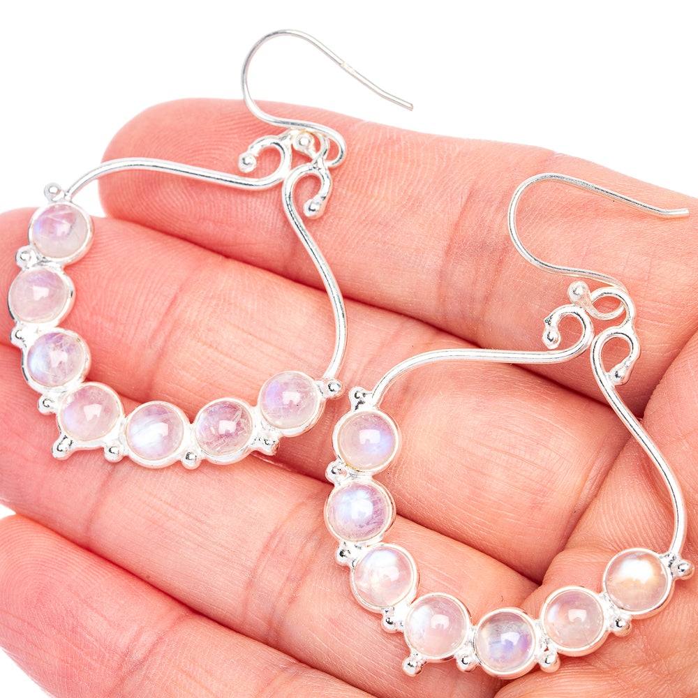 Rainbow Moonstone Earrings 1 7/8" (925 Sterling Silver) E433117