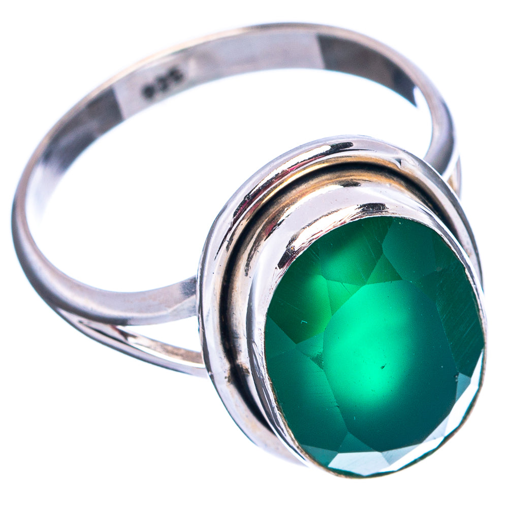 Green Onyx Ring Size 7.5 (.925 Sterling Silver)