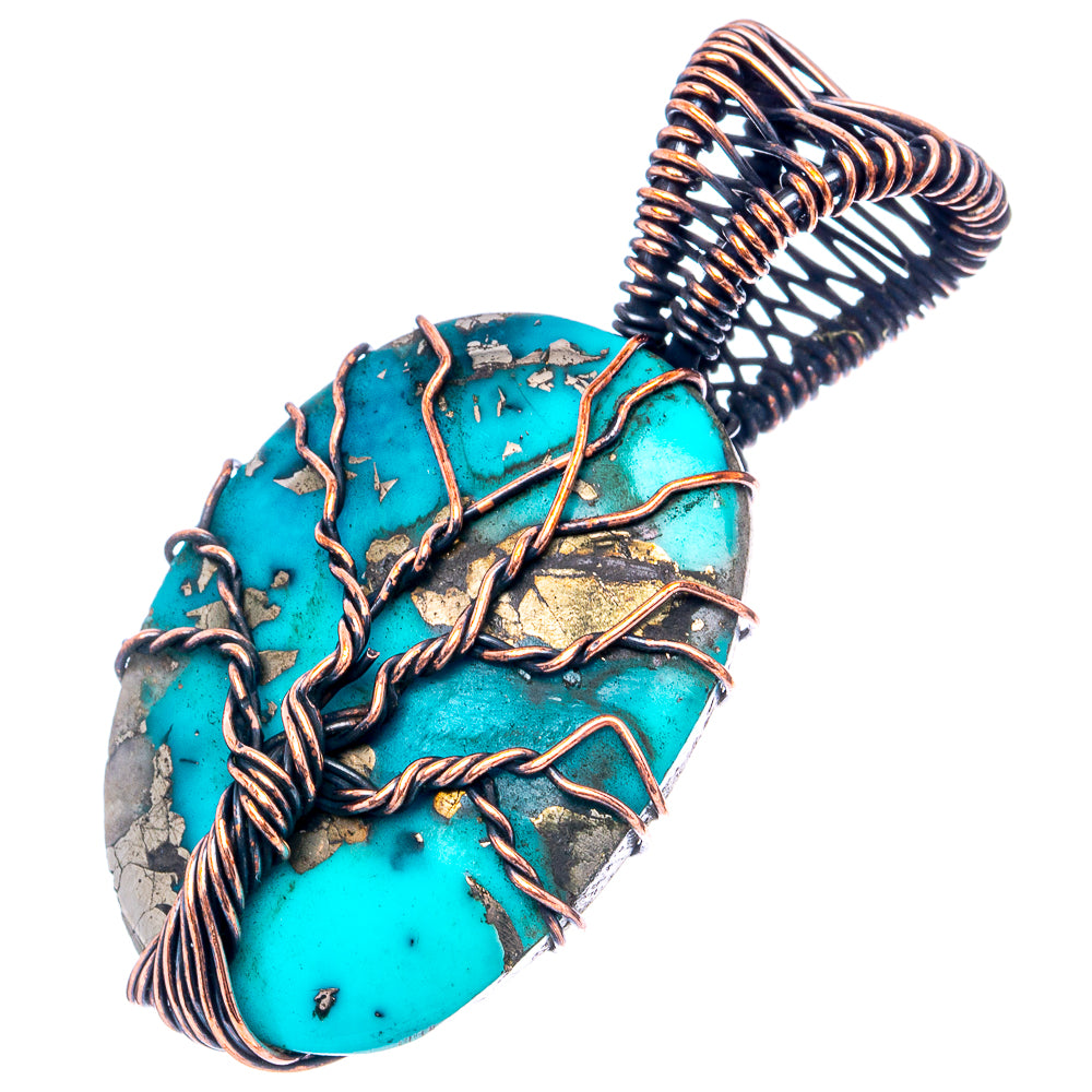 Turquoise Tree of Life Pendant 1 5/8" (Oxidized Copper)