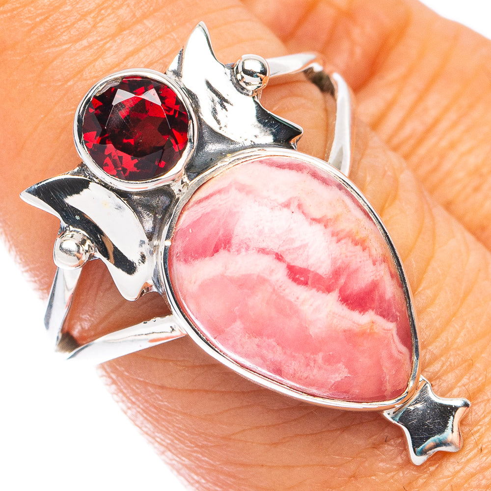 Premium Rhodochrosite, Garnet Ring Size 7 (925 Sterling Silver) R7651