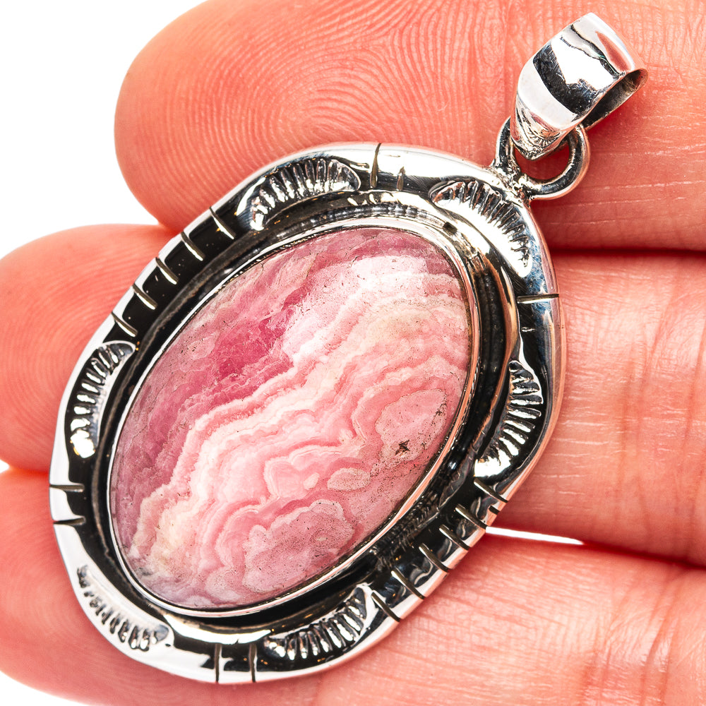 Premium Rhodochrosite Pendant 1 3/4" (.925 Sterling Silver)