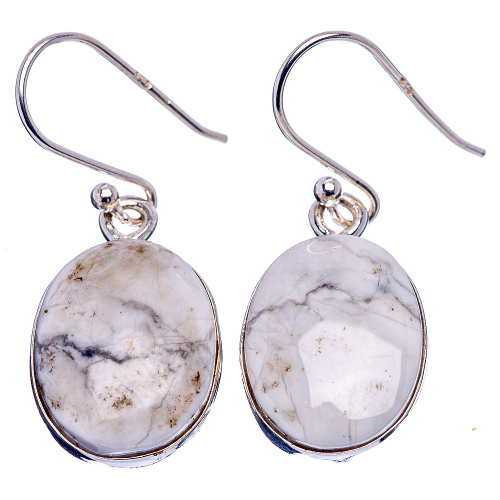 Howlite Earrings 1 1/4" (.925 Sterling Silver)