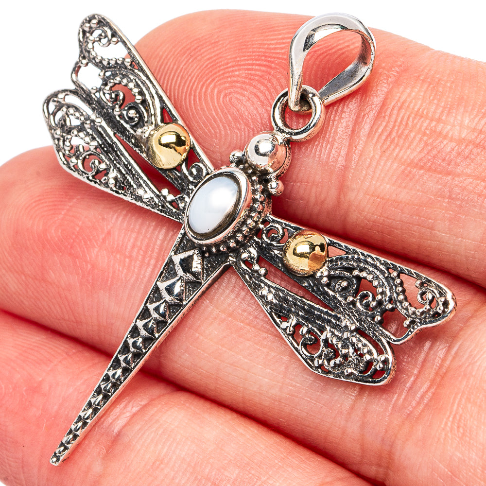 Cultured Pearl Dragonfly Pendant 1 3/4" (925 Sterling Silver) P45493