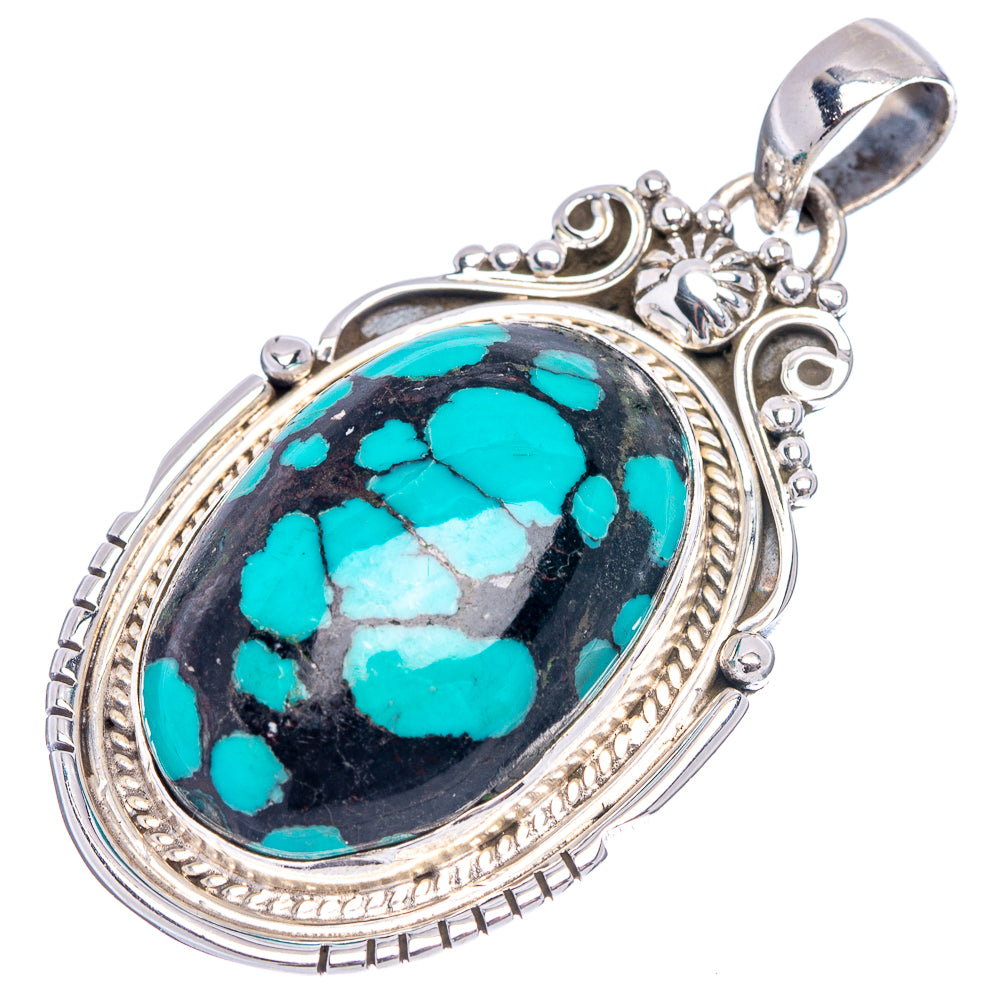 Rare Premium Tibetan Turquoise Pendant 2" (.925 Sterling Silver)