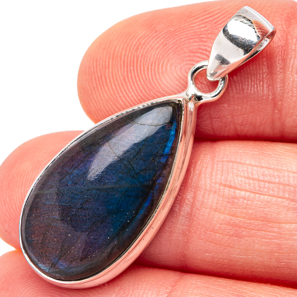 Labradorite Pendant 1 3/8" (.925 Sterling Silver)