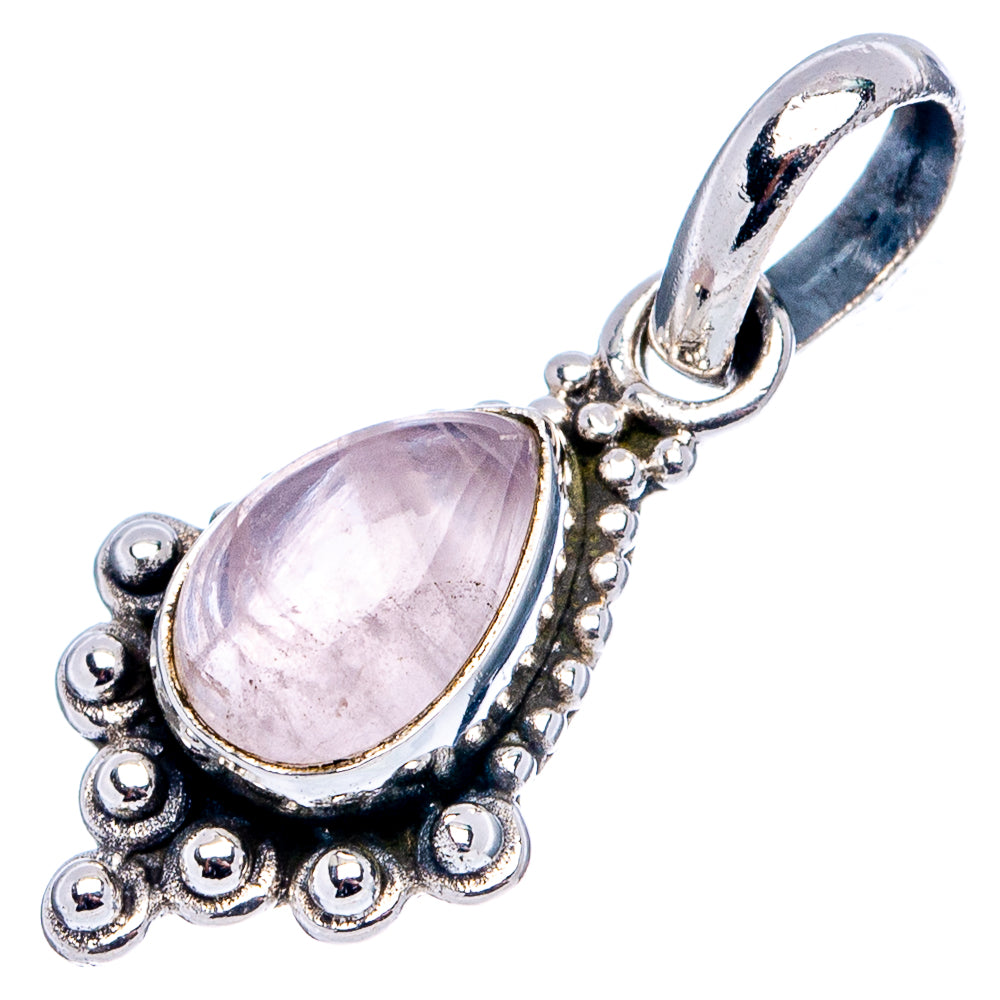 Rose Quartz Dainty Pendant 7/8" (.925 Sterling Silver)