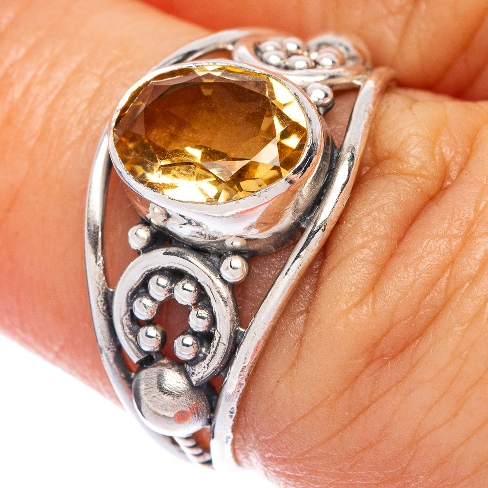 Faceted Citrine Dainty Ring Size 6.25 (925 Sterling Silver) R145795
