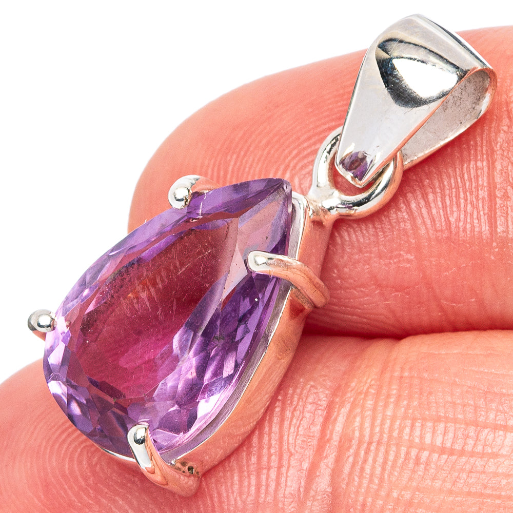 Faceted Amethyst Pendant 1 1/8" (925 Sterling Silver) P43006