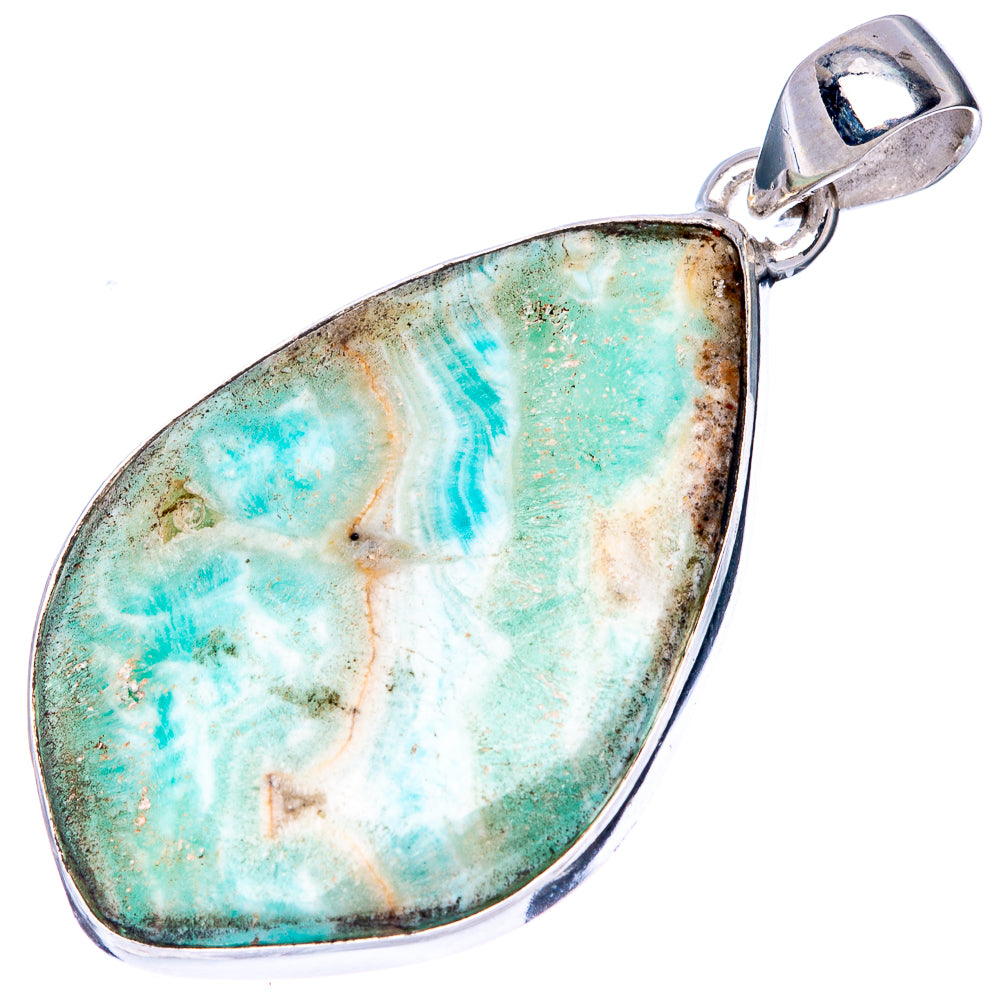 Blue Aragonite Pendant 1 5/8" (925 Sterling Silver) P42193