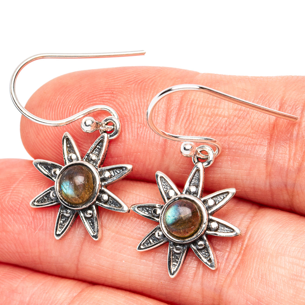 Dainty Labradorite Earrings 1 1/4" (925 Sterling Silver) E2824