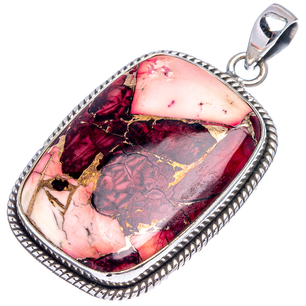 Red Dahlia Mohave Turquoise Pendant 1 3/4" (.925 Sterling Silver)