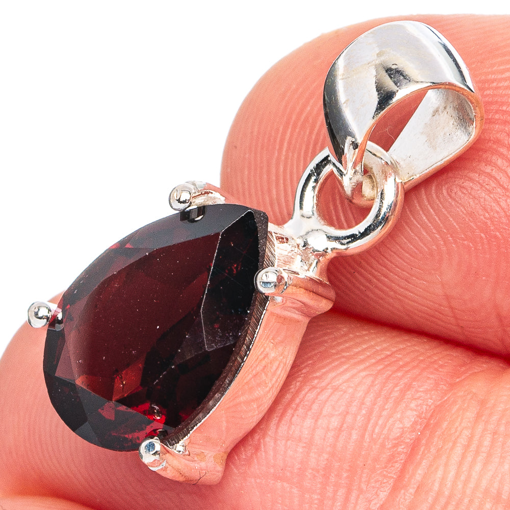 Garnet Pendant 7/8" (.925 Sterling Silver)
