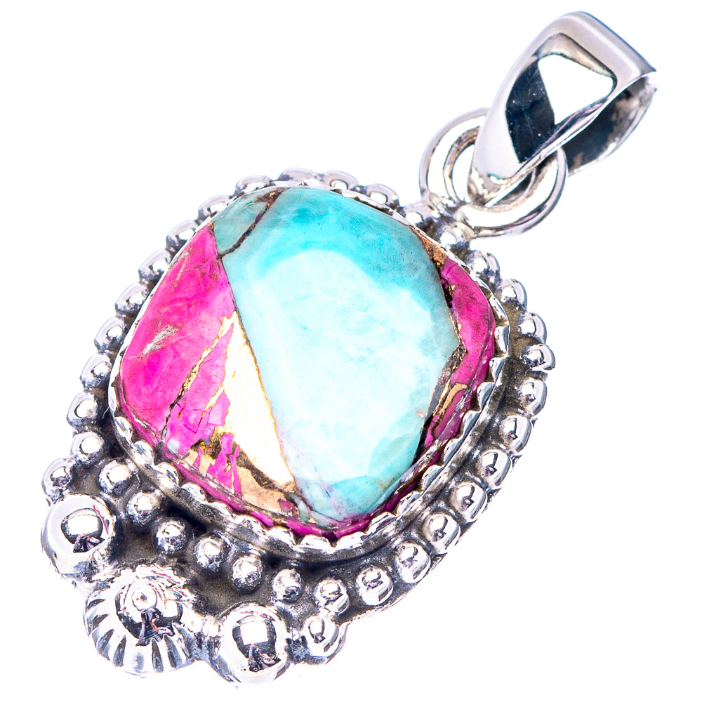 Cotton Candy Turquoise Pendant 1 3/8" (.925 Sterling Silver)