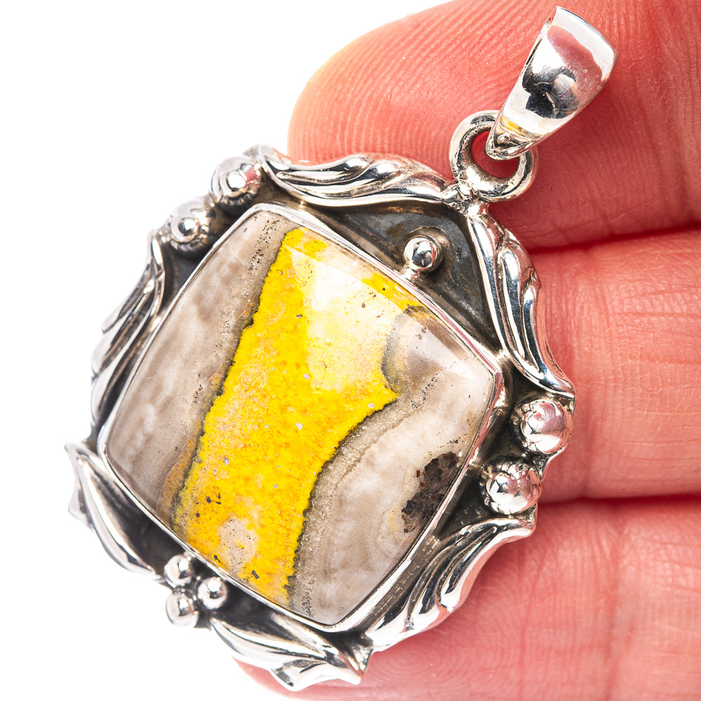 Premium Bumblebee Jasper Pendant 1 5/8" (.925 Sterling Silver)