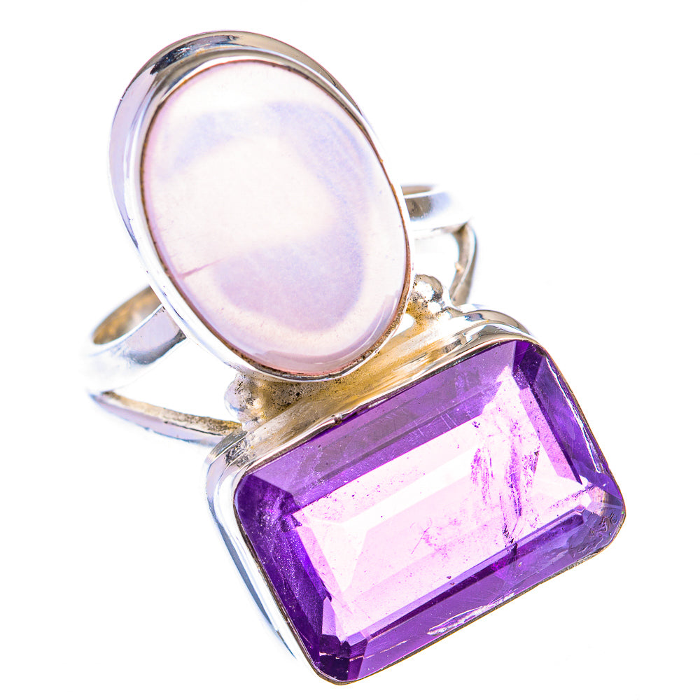Large Rose Quartz, Amethyst Ring Size 6.25 (925 Sterling Silver) RING140068
