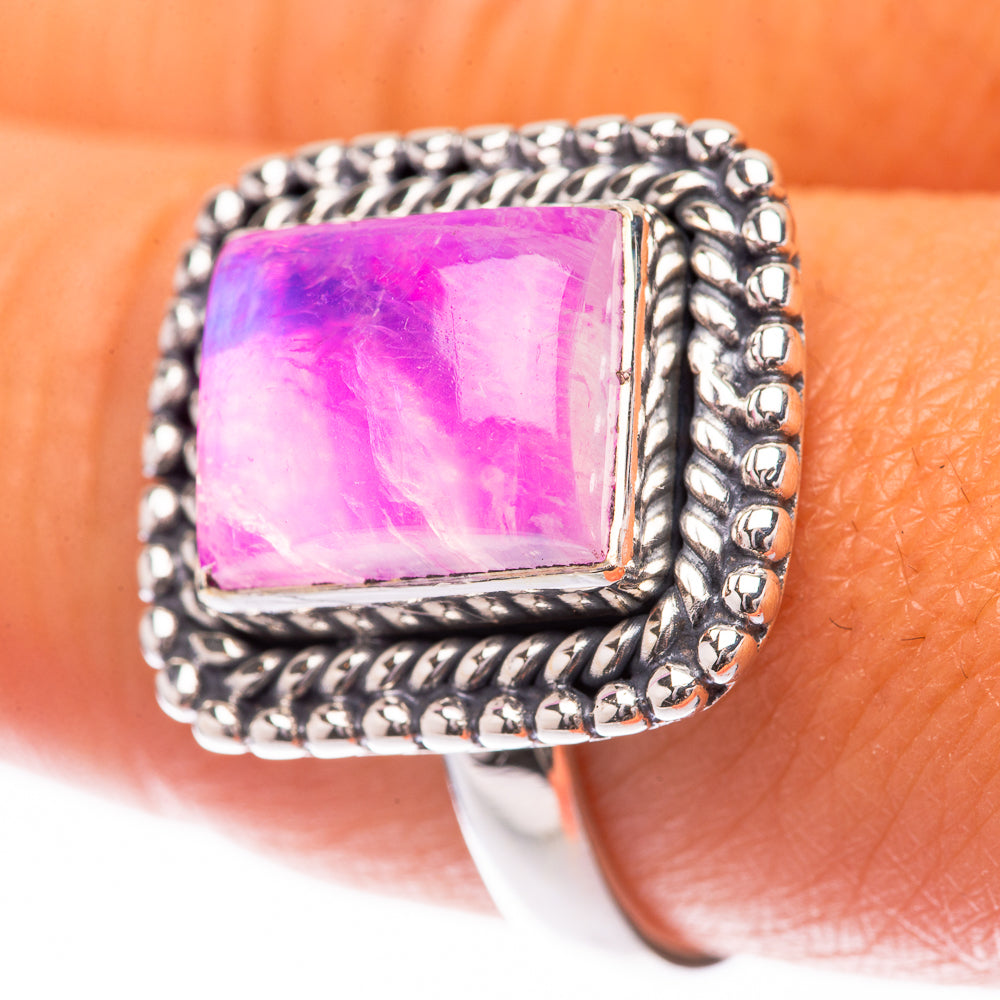 Pink Moonstone Ring Size 8.75 (925 Sterling Silver) R140522
