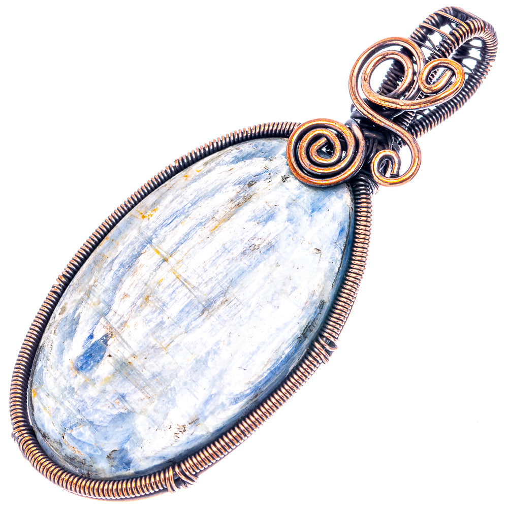 Kyanite Wire Wrap Pendant 2 7/8" (Oxidized Copper)