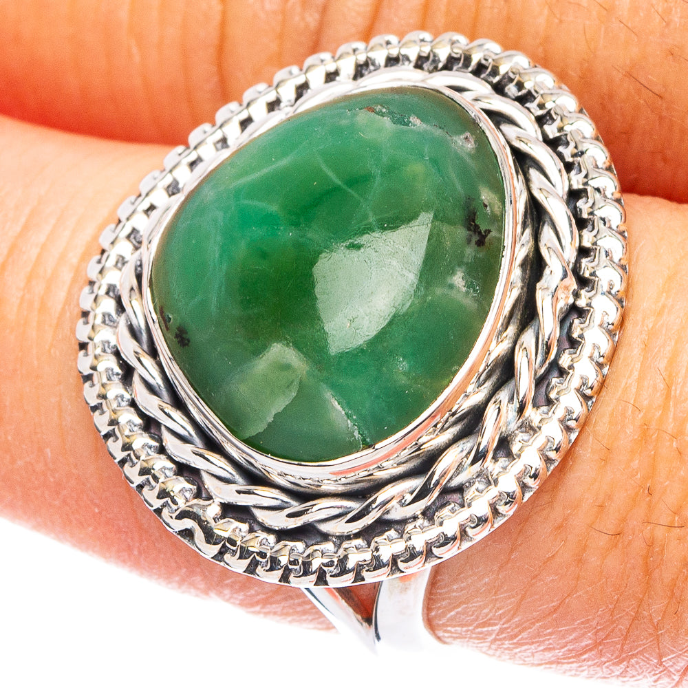 Chrysoprase 925 Sterling Silver Ring Size 8 (925 Sterling Silver) R6042
