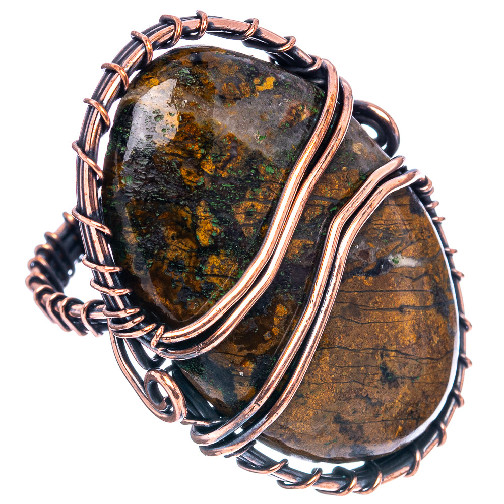 Hungarian Agate Wire Wrap Ring Size 7.5 (Oxidized Copper)