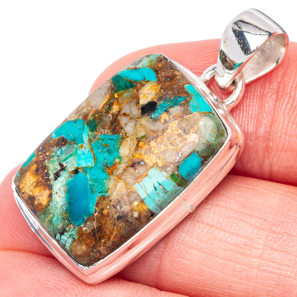 Rare Royston Matrix Turquoise Pendant 1 3/8" (925 Sterling Silver) P40953