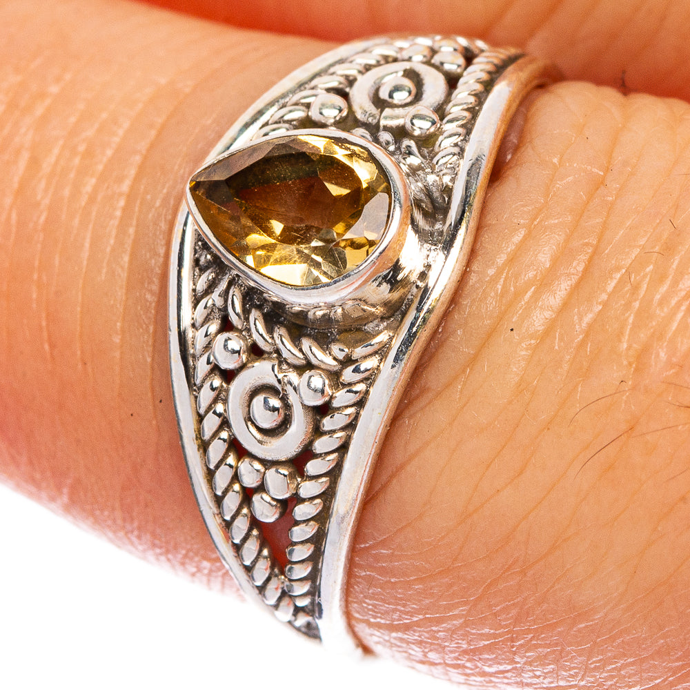 Faceted Citrine Dainty Ring Size 7.5 (925 Sterling Silver) R1084