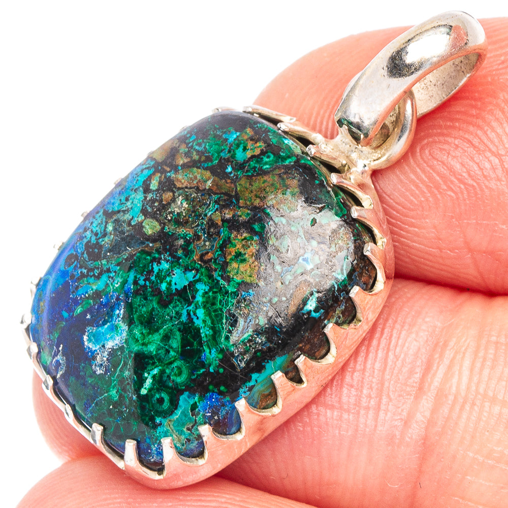 Azurite Malachite Pendant 1 1/4" (925 Sterling Silver) P43916