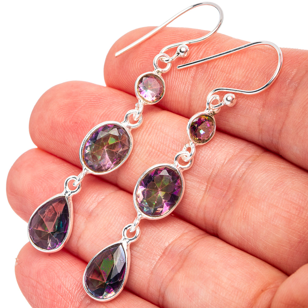 Mystic Topaz Earrings 2 1/8" (925 Sterling Silver) E3036