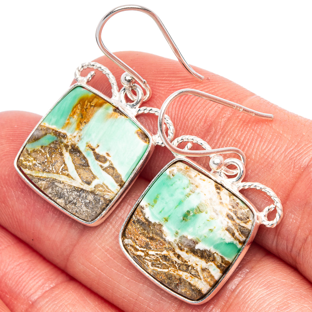Boulder Chrysoprase Earrings 1 1/4" (925 Sterling Silver) E1755
